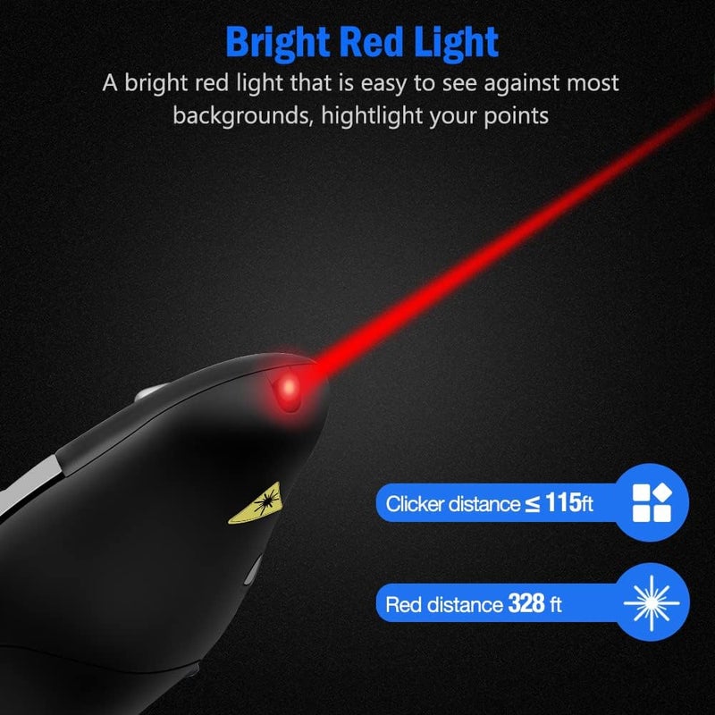 DinoFire Presentation Remote Clicker, Wireless Presenter for PowerPoint Presentation Remote, RF 2.4GHz USB for Mac, Keynote, Computer, Laptop - Image 3